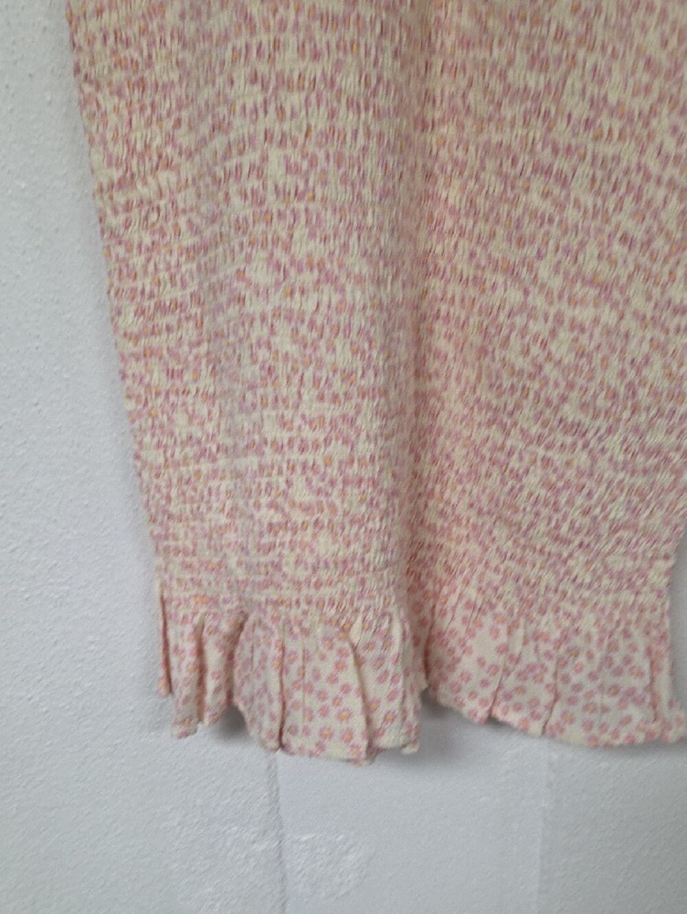 Smocked Pale Pink Floral V-Neck Mini Dress - Picture 6 of 12